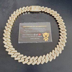 20mm Gold Three-Row Diamond Cuban Link